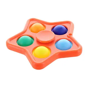 Pop Fidget Toy Spinner Orange Star 5-Button Bubble Popping Game