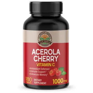 NANOWELL Acerola Cherry Vitamin C 1000mg, Immune Support - 180 Tablets X 1 Bottle (180 Count)
