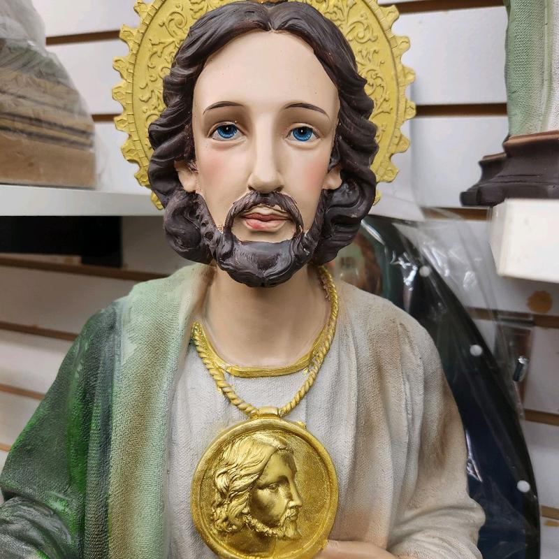 San Judas 36"inches Tall / 3 Feet Canvas Texture Statue - St Jude Standing Figure in Box - New and Unopened - Religious Decor Saint Jude Tadeo