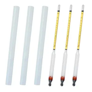 Accurate 0-200 Proof Alcohol Hydrometer Tralle Alcohol Proof Tester for Liquor Distilling Moonshine, 3 Pcs High Alcohol Proof Alcoholmeter