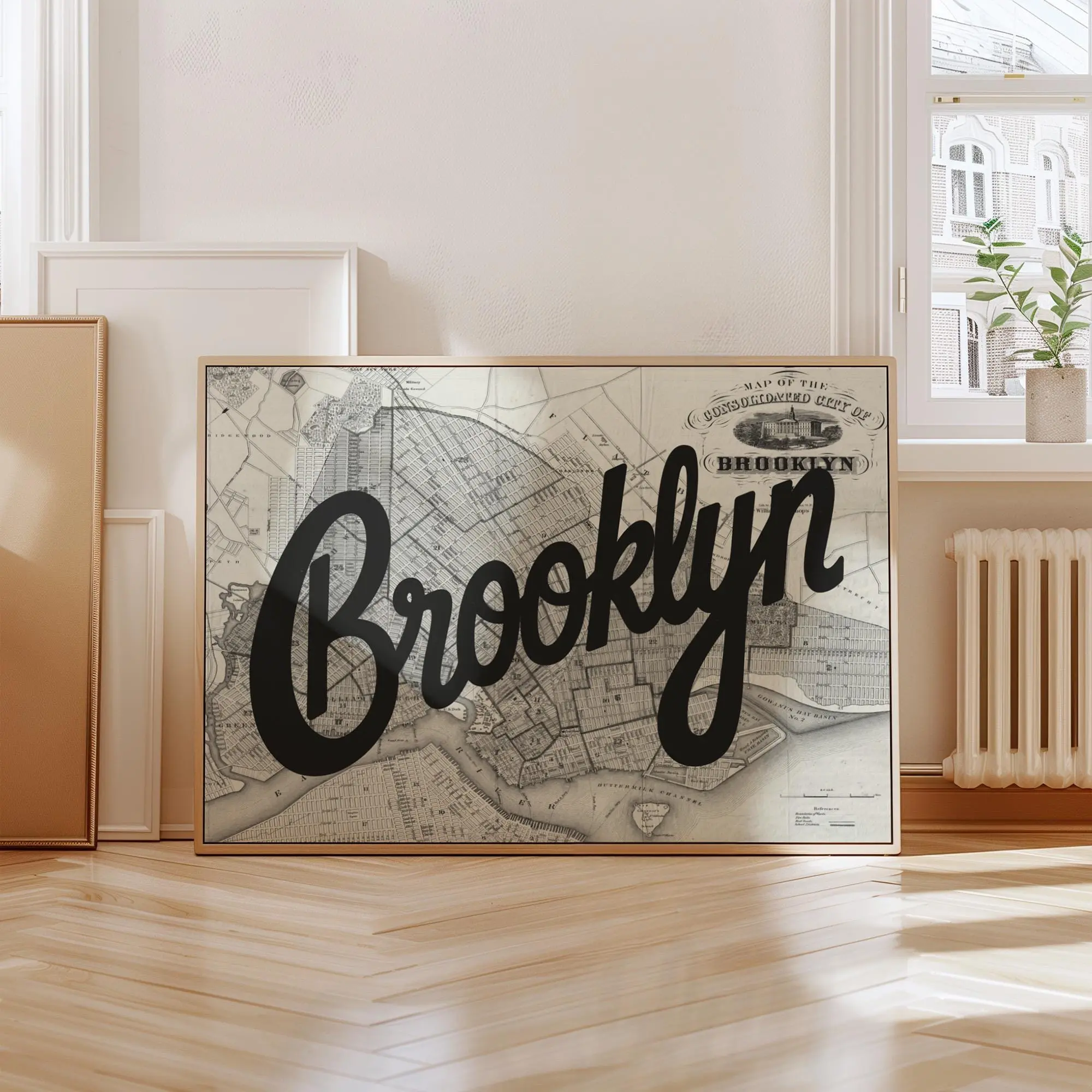 Vintage Brooklyn Map Print, Antique Style, New York City Wall Art, Unframed Print Only