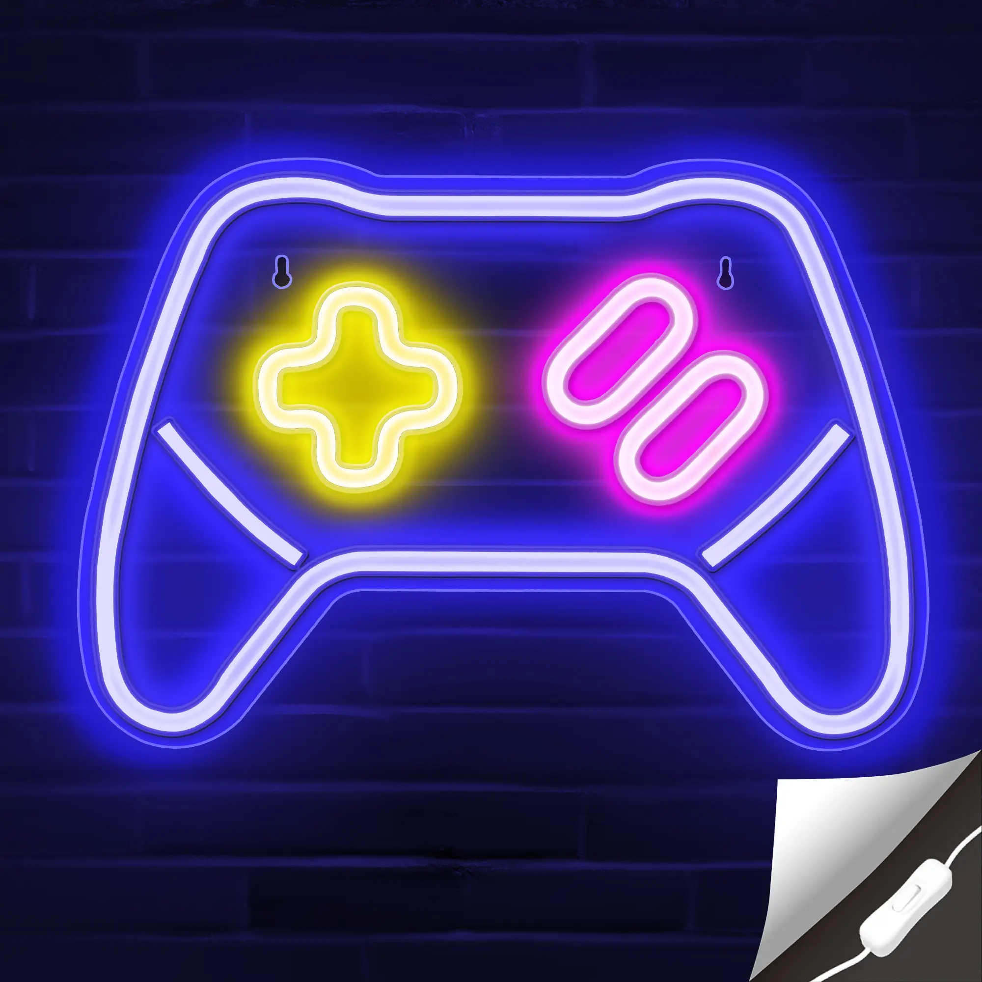 Game Controller Neon Signs – Gamepad/Game Remote Neon Sign for Video/PC Gamer, Teen Boys' Gift - Game Zone LED Signs for Wall, Bedroom, Game Room Deco