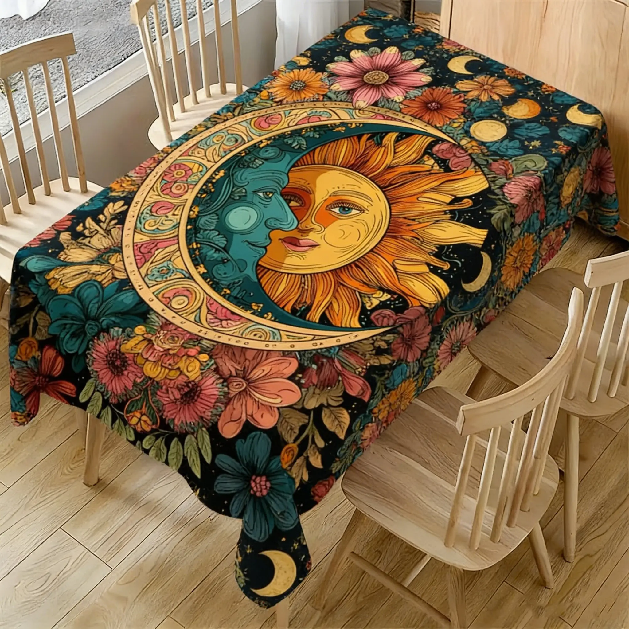 Mandala Bohemian Tablecloth Rectangular Colorful Tablecloth Holiday Party Decoration Bohemian Round Tablecloth Home Kitchen Decoration