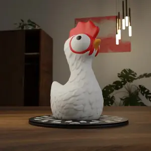 1pc Cute Funny Large Eye Chicken Resin Statue Figurine, Hand Drawn Decorative Ornament for Home Desktop Garden Yard