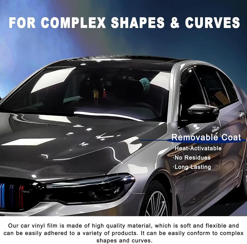 12"x120" (1FT x 10FT) 6D Carbon Fiber Textured High Gloss Vinyl Wrap Auto Car Sticker Decal Film Sheet Bubble Free Air Release Technology With Tool Kit