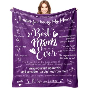 Mom Blanket Gift for Mom for Mothers Day from Daughter Mom Gift from Son - Best Mom Ever Pink Blanket for Sofa Bed-Birthday for Mother from Son Daughter 50''x60''