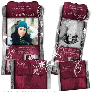 Graduation Card Template Folded Luxe - Steel Magnolia