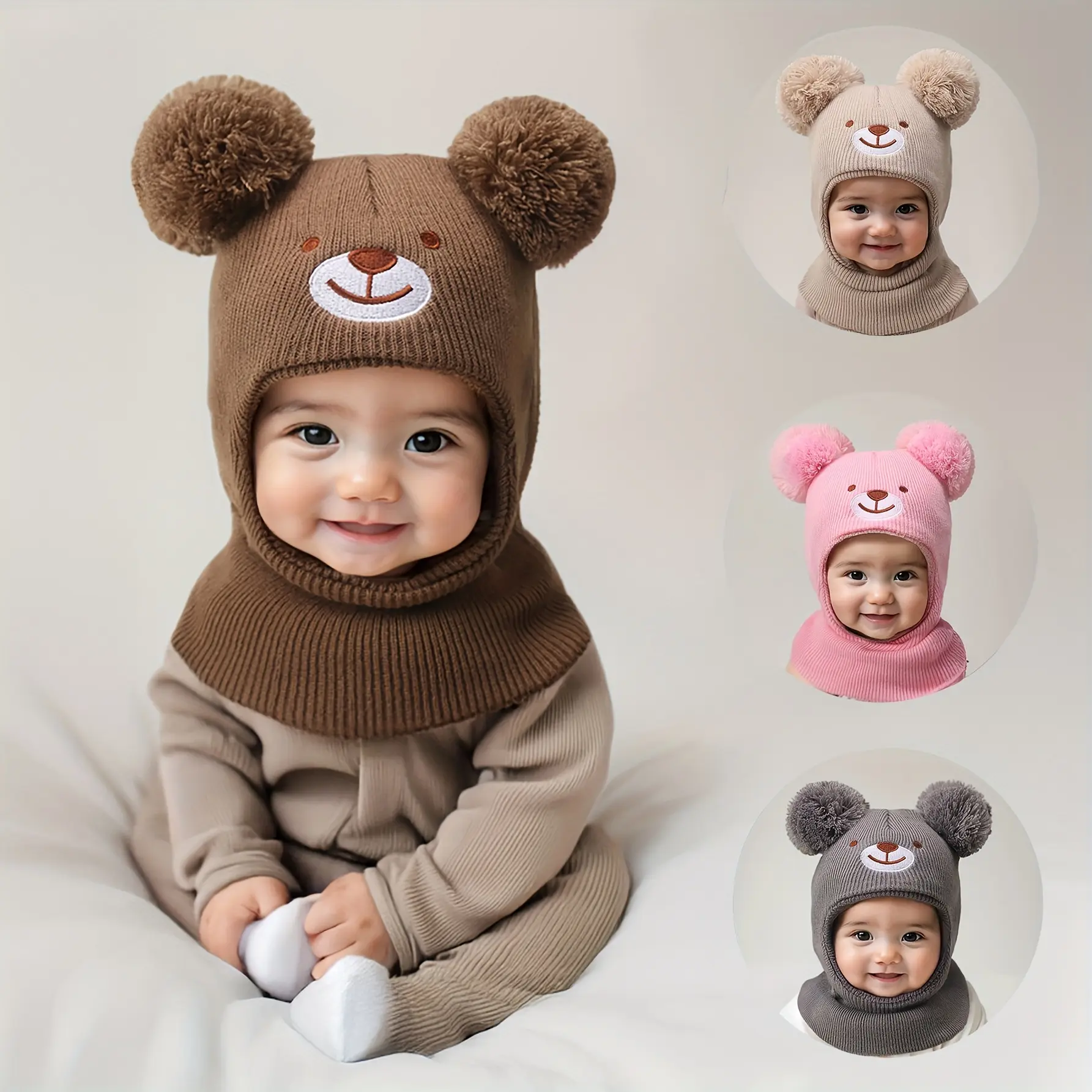 Kids' Cute Bear Ear Balaclava, Soft Knit Winter Hat for Toddler Boys & Girls, Warm Animal-Style Ski Accessory (Ages 0-8), Animals, Beanie, 0-3 Years Old, 3 - 4 Years