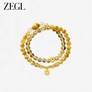 ZEGL 14K Gold-Plated Natural Citrine Bead Necklace—Perfect for women, and an ideal gift for Christmas, Mother’s Day, Valentine’s Day, birthdays, and anniversaries