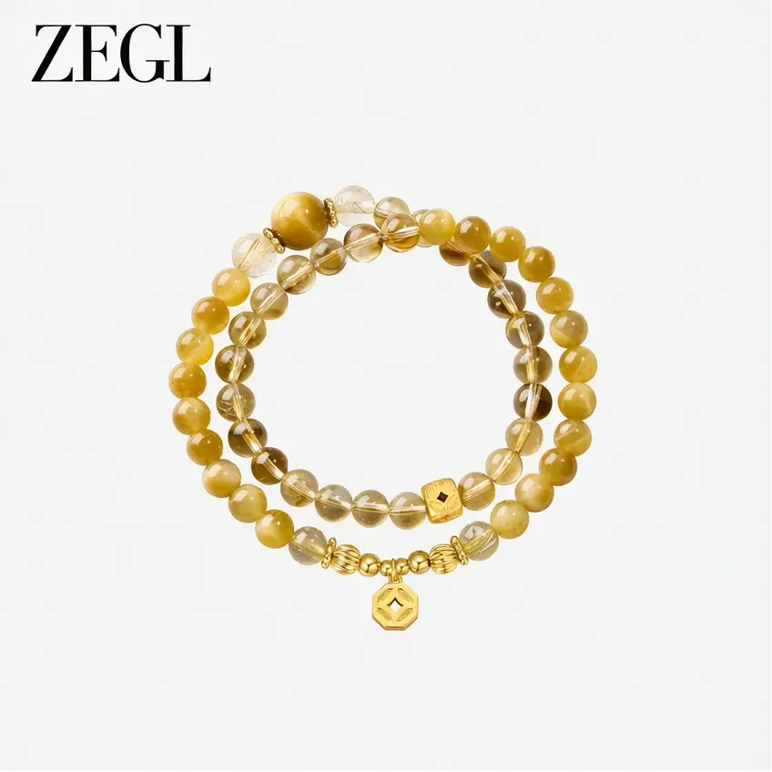 ZEGL S925 silver Natural Citrine Bead Necklace—Perfect for women, and an ideal gift for Christmas, Mother’s Day, Valentine’s Day, birthdays, and anniversaries