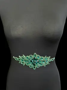 Asia Emerald Green Rhinestones Belt Applique