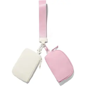 Keychain Wallet Detachable Dual Pouch Wristlet for Women Men Portable Mini Zip Around Small Coin Purse Zipper Card Holder Waterproof Wallet Wristlet Wallets