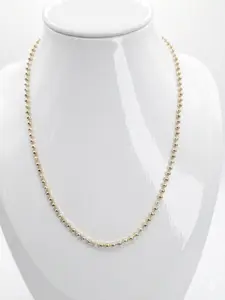 Luxury 21K Gold & Sterling Silver Plated Two-Tone Diamond Cut Ball Chain Necklace – High-Polish Glossy Finish