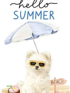 Tote bag -white pomeranian- Summer tote Bag