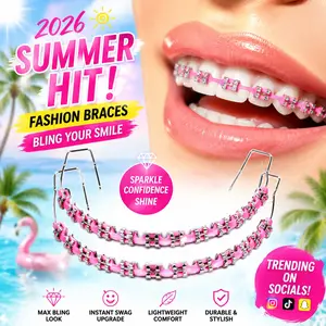 NEW Fashion Braces 1 Pair Colorful Temporary Tooth Decoration With Metal Wires Metal Bracket Orthodontic Ligature Ties High Quality
