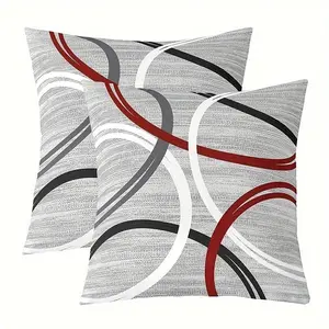 Modern Geometric Designs Pillow Covers Set, Abstract Patterns, Soft Polyester Convenient Zipper Closure, Home Decor, Durable Design