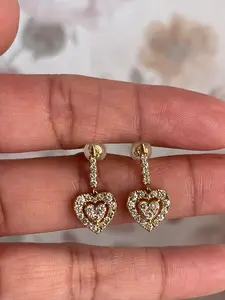Heart with Diamond Dangling Earrings