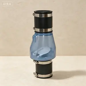 Clear Body PVC Slip Union Check Valve, 1-1/2 Inch Quiet Check Valve, 10.50 Inch Length, Non-Return Valve for Water Systems, Durable PVC Construction, Slip Fitting Connection