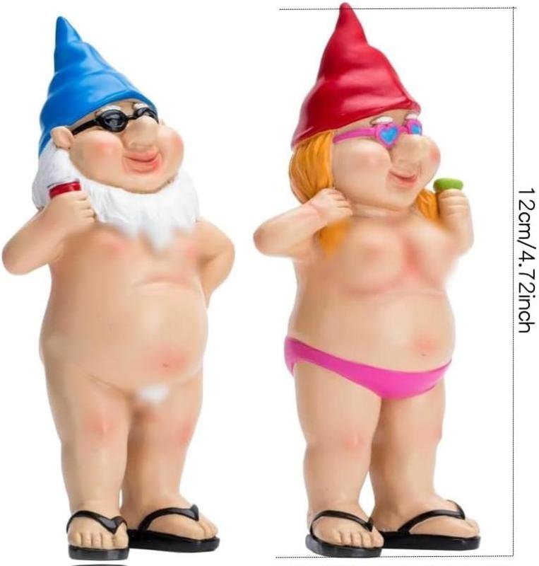 2Pcs Garden Gnomes Rude and Playful Resin Dwarf Statues for Indoor or Outdoor Lawn Decor Perfect for Novelty Gifts and Adding Humor to Your Garden