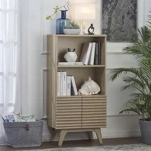 Modway Render Display Cabinet Bookshelf in Oak