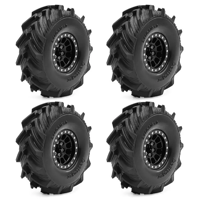 RC Crawler Tire Skin for 1/18 TRX4M/SCX24 - 1.0" Durable Super Soft Rubber w/Foam Inserts - Fits FMS Ascent-18 (Needs Extended Adapter)