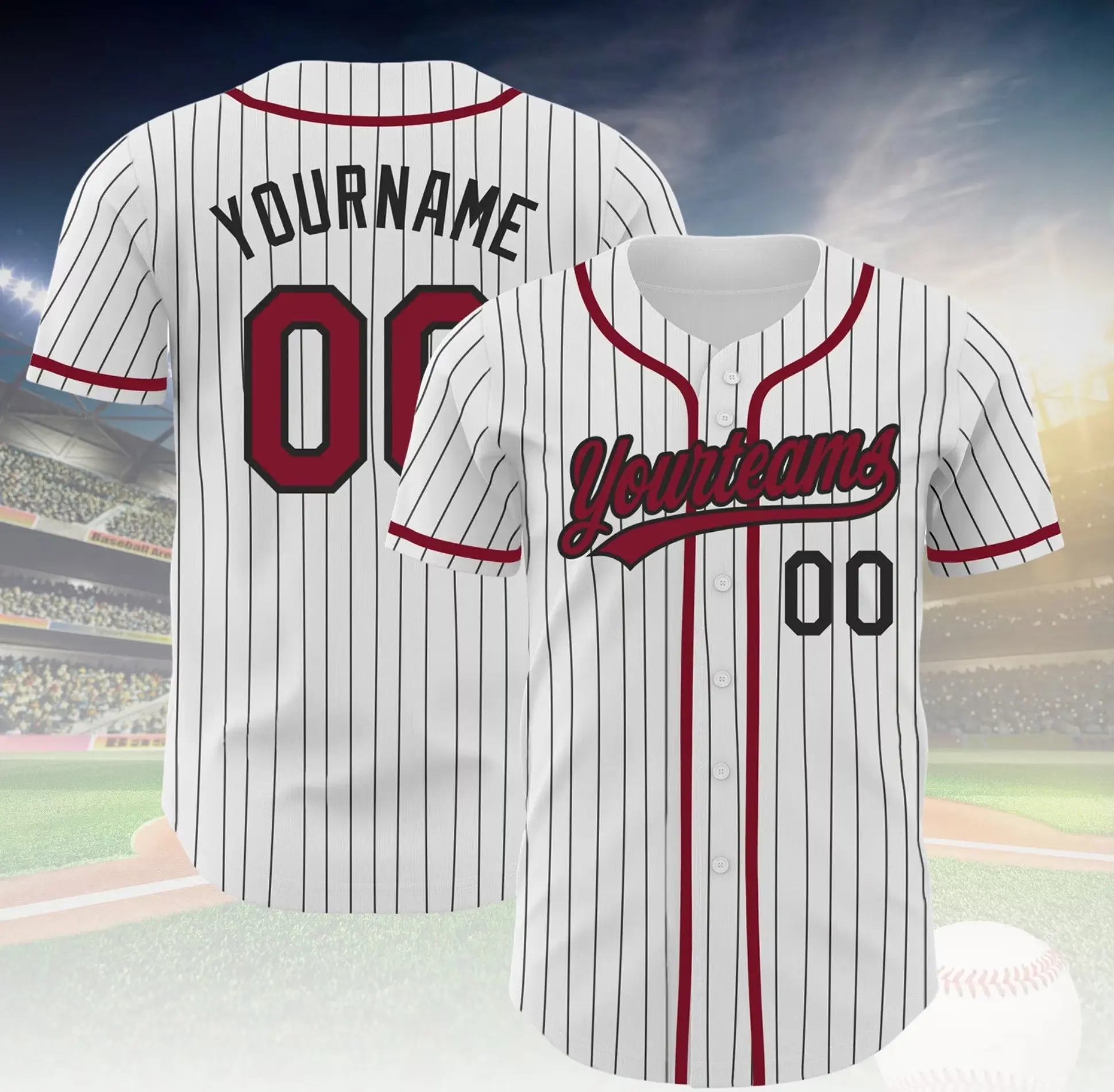 Personalized Baseball Jersey, Custom Name & Number Team Jersey, Stripe Line Color Baseball Shirt, Matching Couple Sports Jersey Gift, Unisex Baseball Jersey