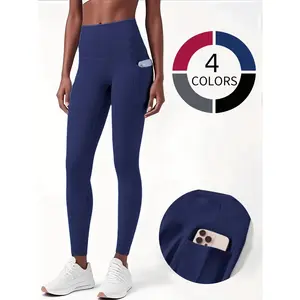 Women's 4/3/2 Pack Yoga Leggings with Pockets, High Waist Tummy Control for Running, Shaping & Butt Lifting, Loose Fit Baggy Grey Pants for Summer Minimalist