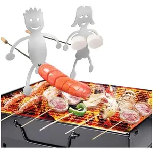 2Pcs Upgrade Hot Dog Roaster,Stainless Steel Hot Dog Marshmallow Roasters with Sticks,Campfire Sticks Barbecue Forks Funny BBQ Grill Accessories for Camping, Party, Family Dinner Screw-Retained