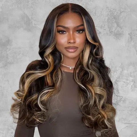 UNice 100% Human Hair Lace Front Wig, 7x5 HD Lace, Butterscotch Highlight Brown Wavy, Pre-Cut, Pre-Plucked Natural Hairline, Glueless, Beginner-Friendly Time-Saver Put-On-And-Go Wig