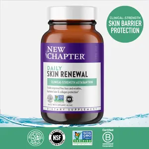 New Chapter Daily Skin Renewal with Clinical-Strength Astaxanthin Supplement + Collagen Protection & Vitamin A C E Zinc for Healthy Skin - 30 ct