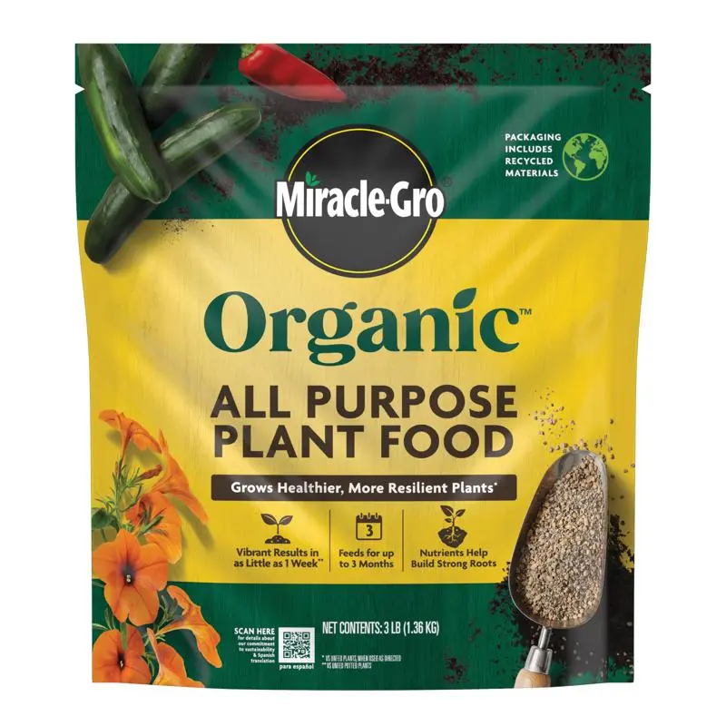 Miracle-Gro 7039242 Organic Granular All-Purpose Plant Food, 3 lbs, OMRI Listed, Feeds Plants for Outdoor Gardens