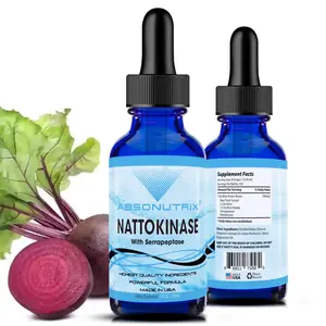 Absonutrix Nattokinase with Serrapeptase Supplement Liquid Drops 390 mg 4 FL OZ 302 Servings Made in USA Beet Root Extract Gluten-Free Non-GMO GMP Certified