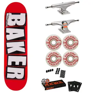 Baker Skateboard Complete Red/White 7.56" Spitfire, Independent, Bones Reds