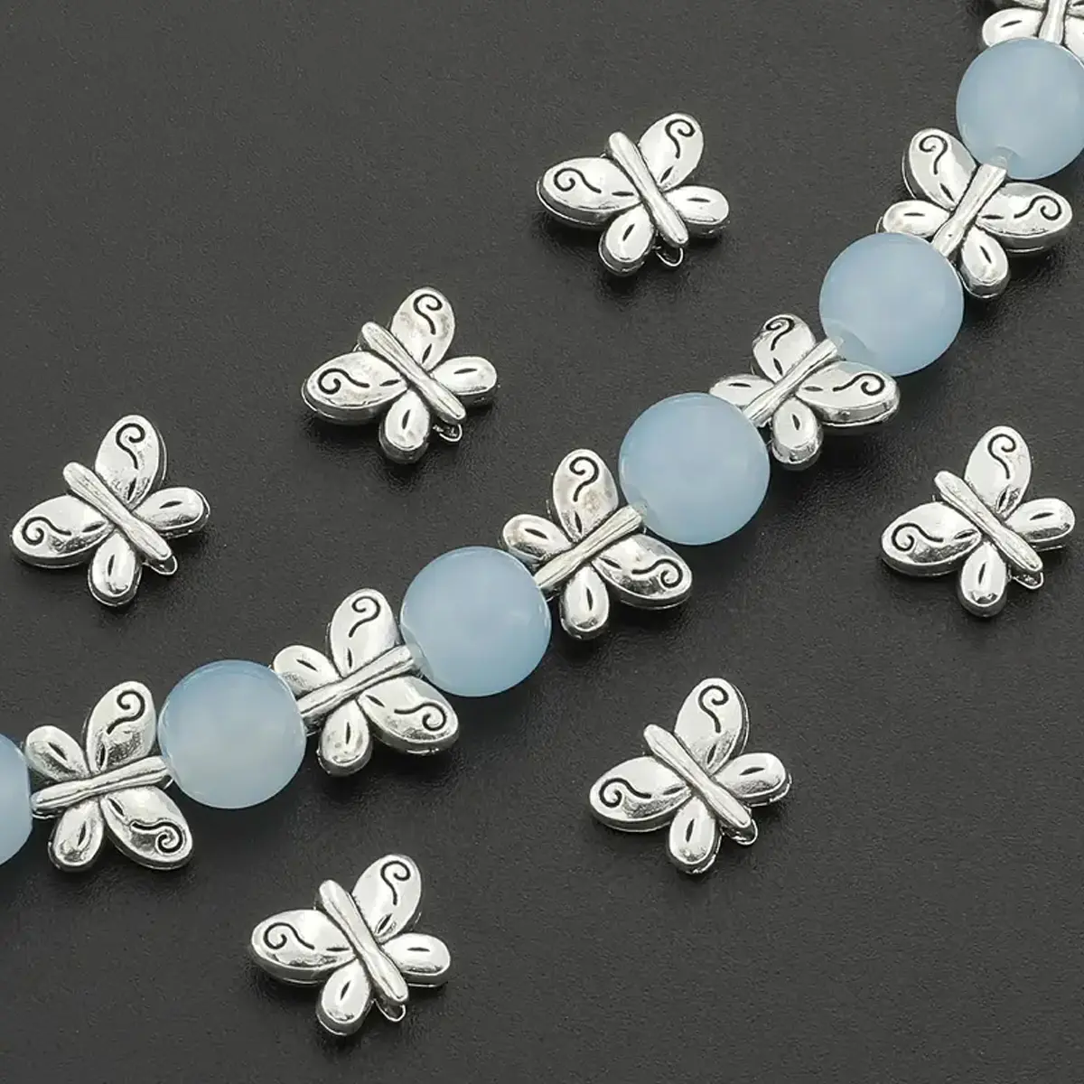 30pcs Zinc Alloy Butterfly Spacer Beads, Elegant Wing Design, Durable DIY Jewelry Accessories for Bracelets Necklaces Keychains Crafts, Beading Accessories, DIY Jewelry Making