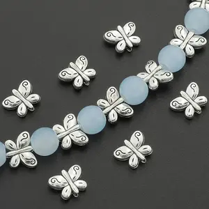 30pcs Zinc Alloy Butterfly Spacer Beads, Elegant Wing Design, Durable DIY Jewelry Accessories for Bracelets Necklaces Keychains Crafts, Beading Accessories