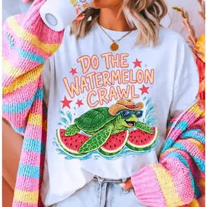 Turtle Shirt Do the Watermelon Crawl, Funny Summer Beach T-Shirt, Turtle Lover Gift, Ocean Coastal Tee, Watermelon Girly Top