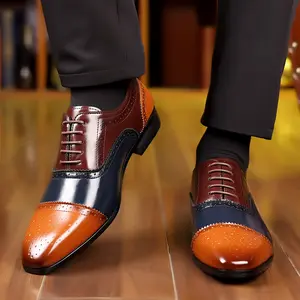 Men's Brogue Dress Shoes | Lace-Up Pointed Toe Design, Black & Mixed Color Options