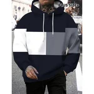 Appropriaty Plus Size Men's Casual Polyester Hoodies 100% Knit Fabric with Hood - Regular Fit Active Sweatshirt with Slight Stretch, Printed Pattern Detail