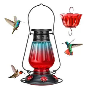 Kingsyard Glass Hummingbird Feeder for Backyard Nature Watching | 24oz Large Capacity with Ant Moat | Feed Wild Birds in Your Spring Garden
