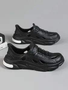 2026 Summer New All- Hollow Out Thick Sole Dad Shoes, Men's Velcro Breathable Hole Shoes, Soft Bottom Anti-Slip Water Sports Casual Sneakers
