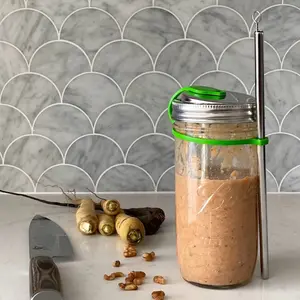 Smoothie Lover’s Gift Set: PopTop Sealable Drinking Jar Lid, Wide-mouth Stainless Steel Jar Band, Wide-Mouth Mason Jar, Stainless Steel Smoothie Straw, and Straw Cleaner
