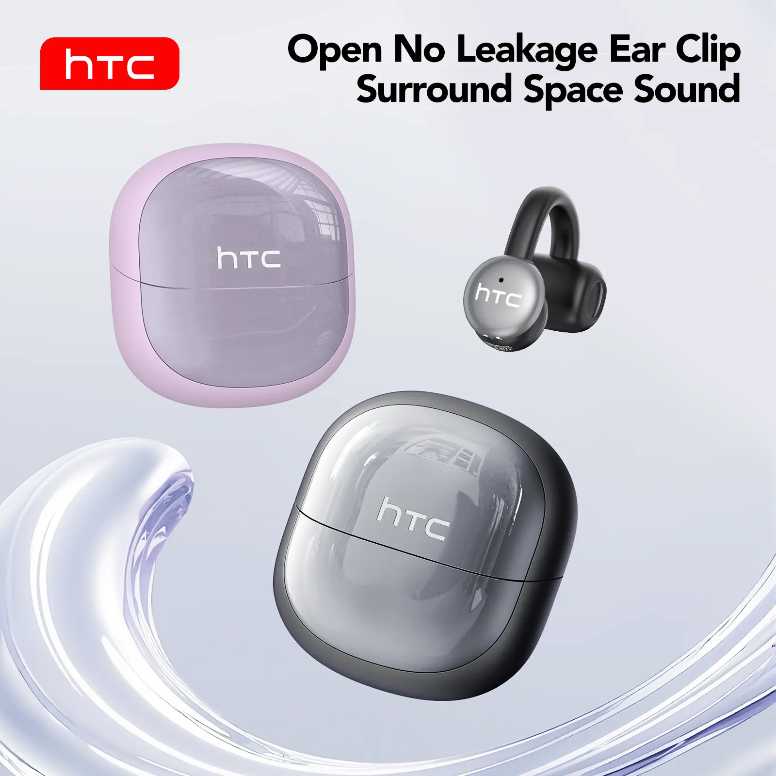 HTC NE15 Bluetooth Headphones 6.0, High-fidelity Wireless Headphones, IPX5 Water Resistance, Noise Cancelling, Stereo In-Ear Headphones, Built-in Microphone