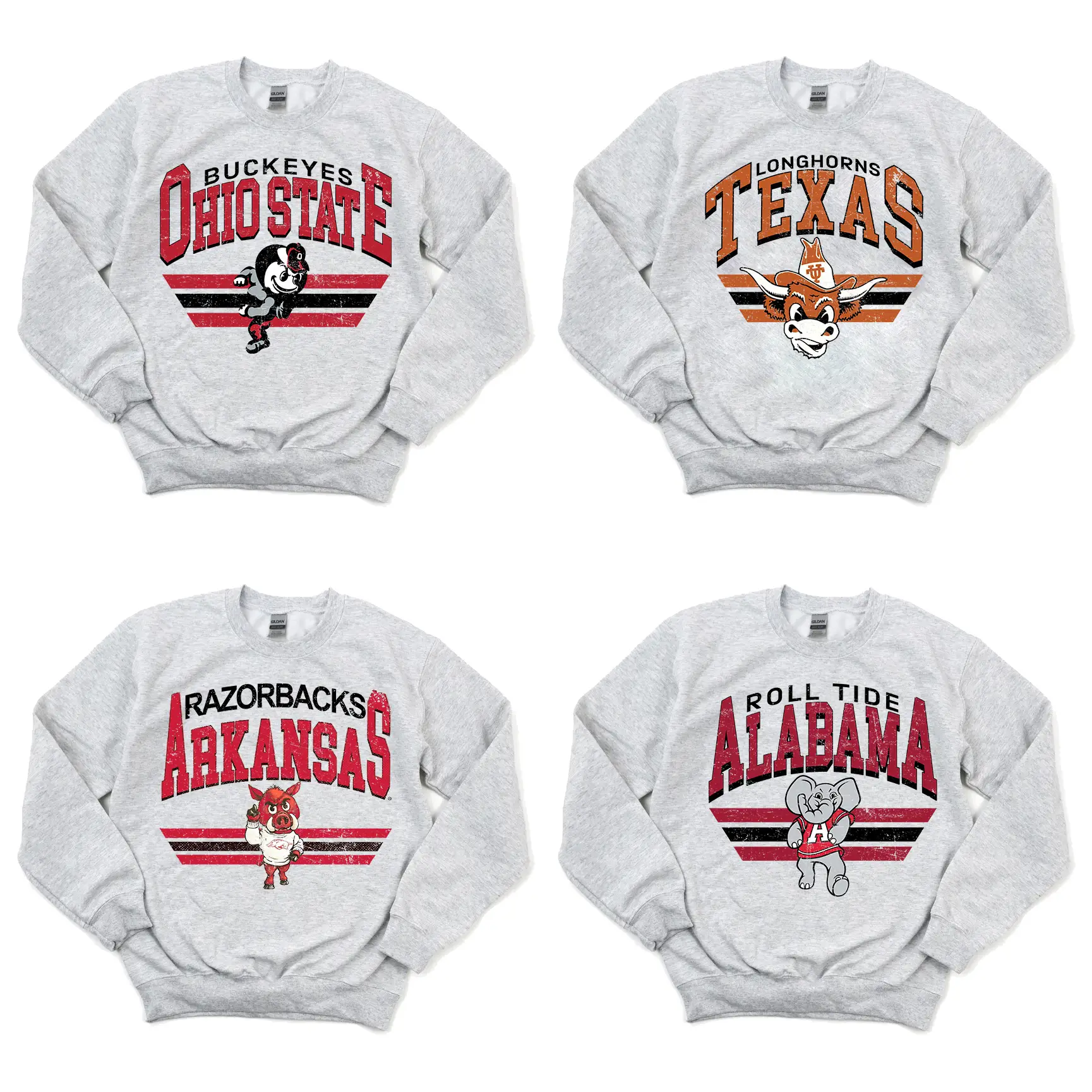 Retro Football College Football Mascot Crewneck Sweatshirt Classic Menswear Tops Cotton Sweaters Sport Fabric Casual Embroidered