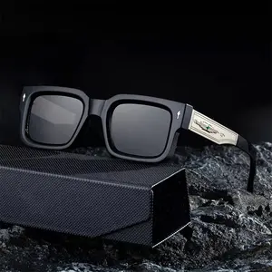 Retro Luxury Square Sunglasses for Men Women, Thick Frame, UV400 Protection, Non-slip Temples, Integrated Nose Pad, Gold Temple & Green Crystal Decor, Classic Hip Hop Eyewear