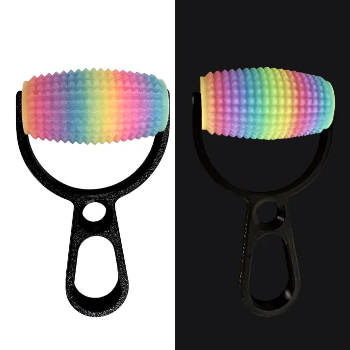 Little Ouchies Grippie Body Roller Rainbow Glow - Aesthetic Handheld Tactile Massage Tool, Body Care Wellness Roller for Self Care, Vibrant Colors
