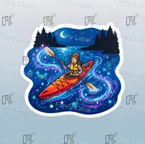 Midnight Paddle Glow-in-the-Dark Kayak Adhesive Stickers, Decorative DIY Scrapbooking & Stamping Stickers for Toys & Hobbies, Adhesive Stickers Stickers, Decorative Sticker Stickers