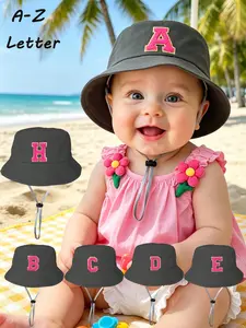 1PC Baby Letter A-Z Bucket Hat, Unisex Outdoor Beach Sun Hat, Panama Hat for Kids, Suitable for 0-2 Years Old, All Seasons Wear