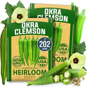 Clemson Spineless Okra Seeds 2 Pack - 202 Non-GMO Seeds Clemson Spineless Okra Seeds 2 Pack - 202 Non-GMO Seeds
