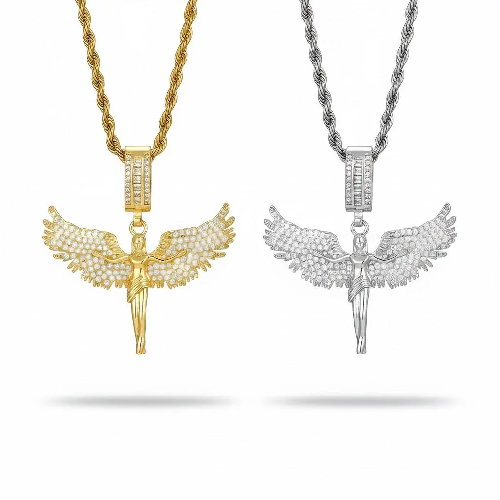 1-Piece Molded Copper Cuban Link Necklace - Exquisitely Crafted with Inlaid Cross & Goddess Pendant, Ideal for Couples' Daily Wear & Festive Gifting