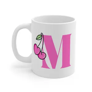 Birthday Gifts for Women, Monogrammed Mug, Cherry Cup, Personalized Gifts for Women, Unique Gift,  Ceramic Classic Drinkware Stylish Coffee